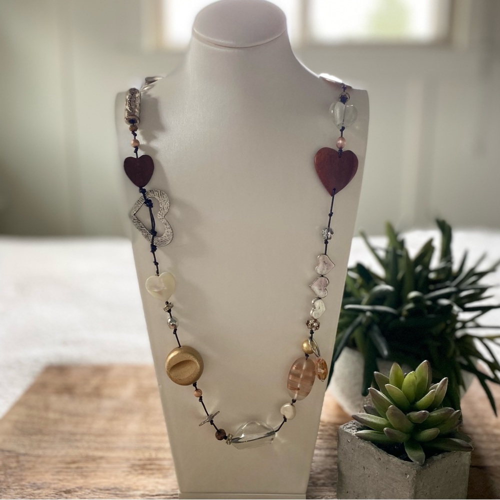 COLDWATER CREEK Heart Charm Beaded Necklace
